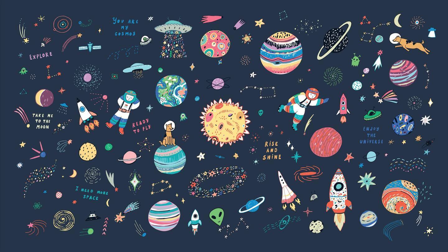 Neşeli Astronotlar Uzayda Duvar Kağıdı