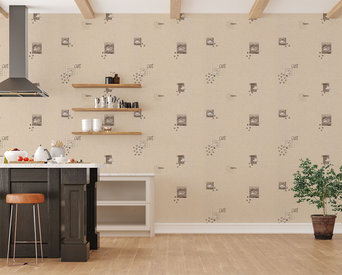 Wall Mockup In Loft Kitchen In Industrial Style 3D Render