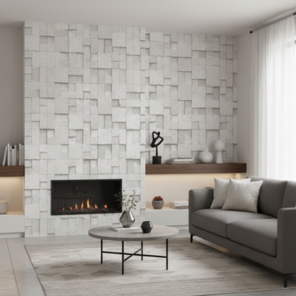Kare Gri Tas Desen Duvar Kagidi 16M2 6755 1 Resim 1511Png