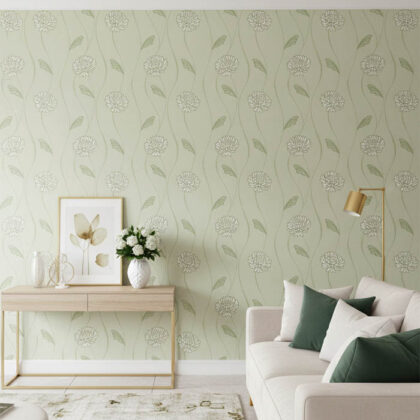 Yesil Cicekli Hafif Simli Duvar Kagidi 670219 Resim 6696Jpg
