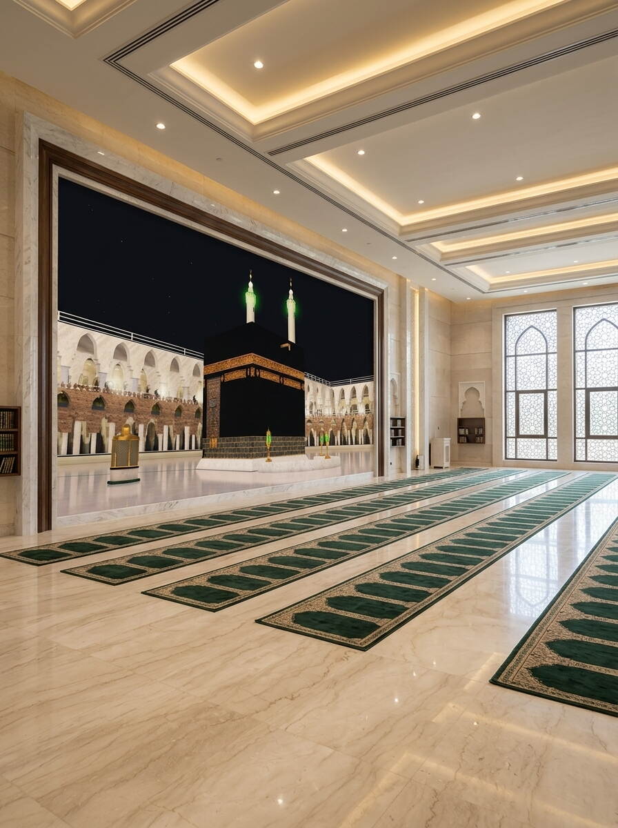 Gece Görünümlü Kabe Duvar Kağıdı Mescid I Haram Ve Aydınlatmalı Minareler Özel Ölçü Duvar Kağıdı