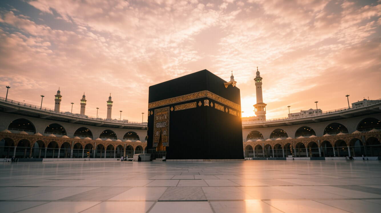 Gün Batımı Vakti Kabe I Muazzama Ve Mescid I Haram Duvar Kağıdı