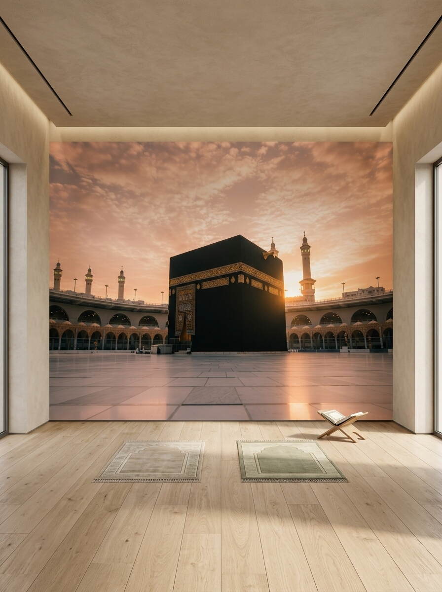 Gün Batımı Vakti Kabe I Muazzama Ve Mescid I Haram Duvar Kağıdı