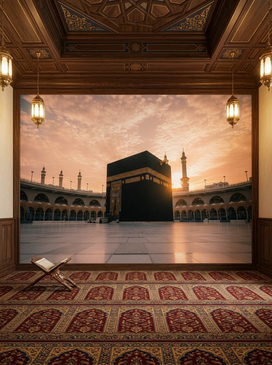 Gün Batımı Vakti Kabe I Muazzama Ve Mescid I Haram Duvar Kağıdı