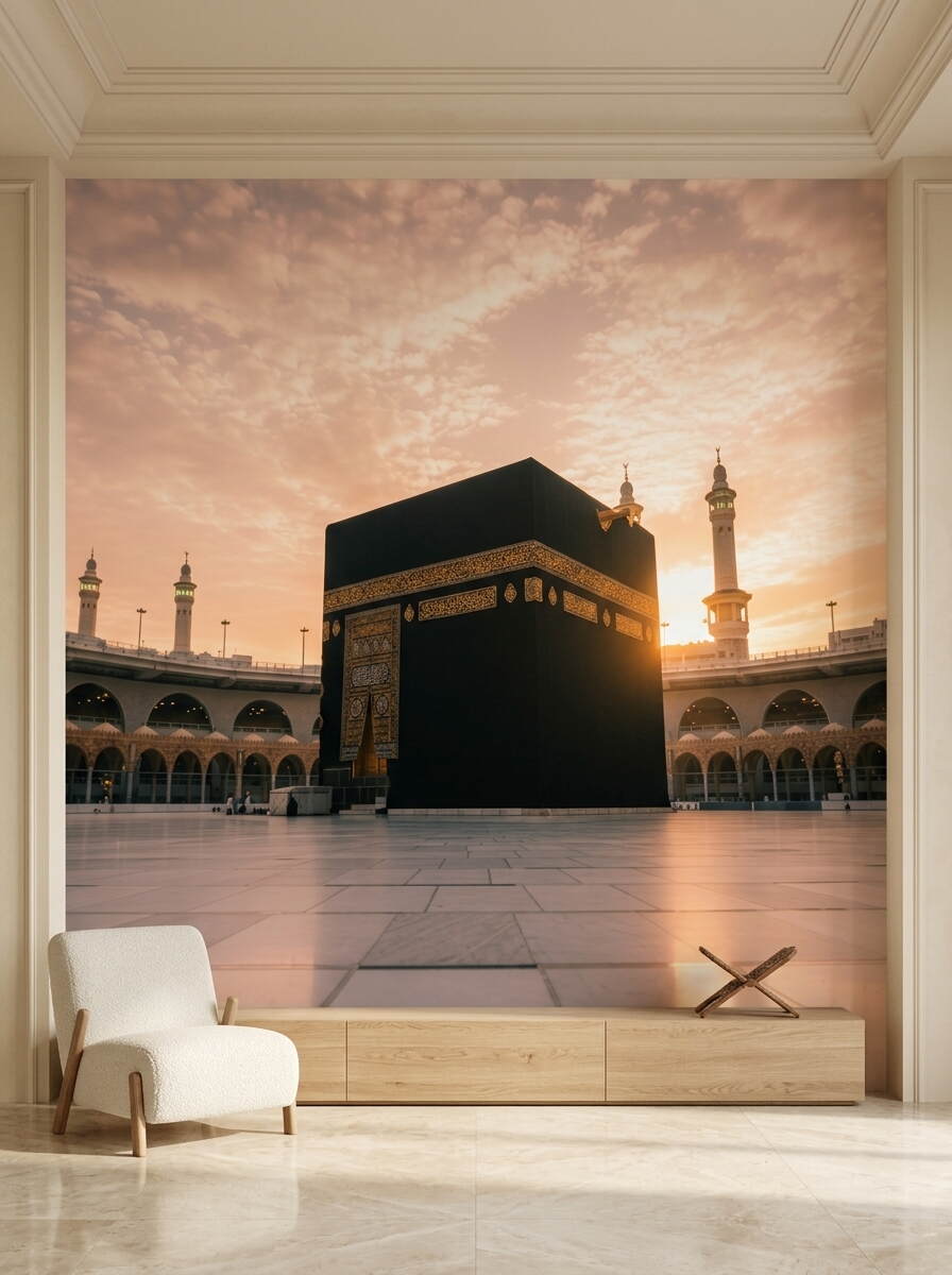 Gün Batımı Vakti Kabe I Muazzama Ve Mescid I Haram Duvar Kağıdı