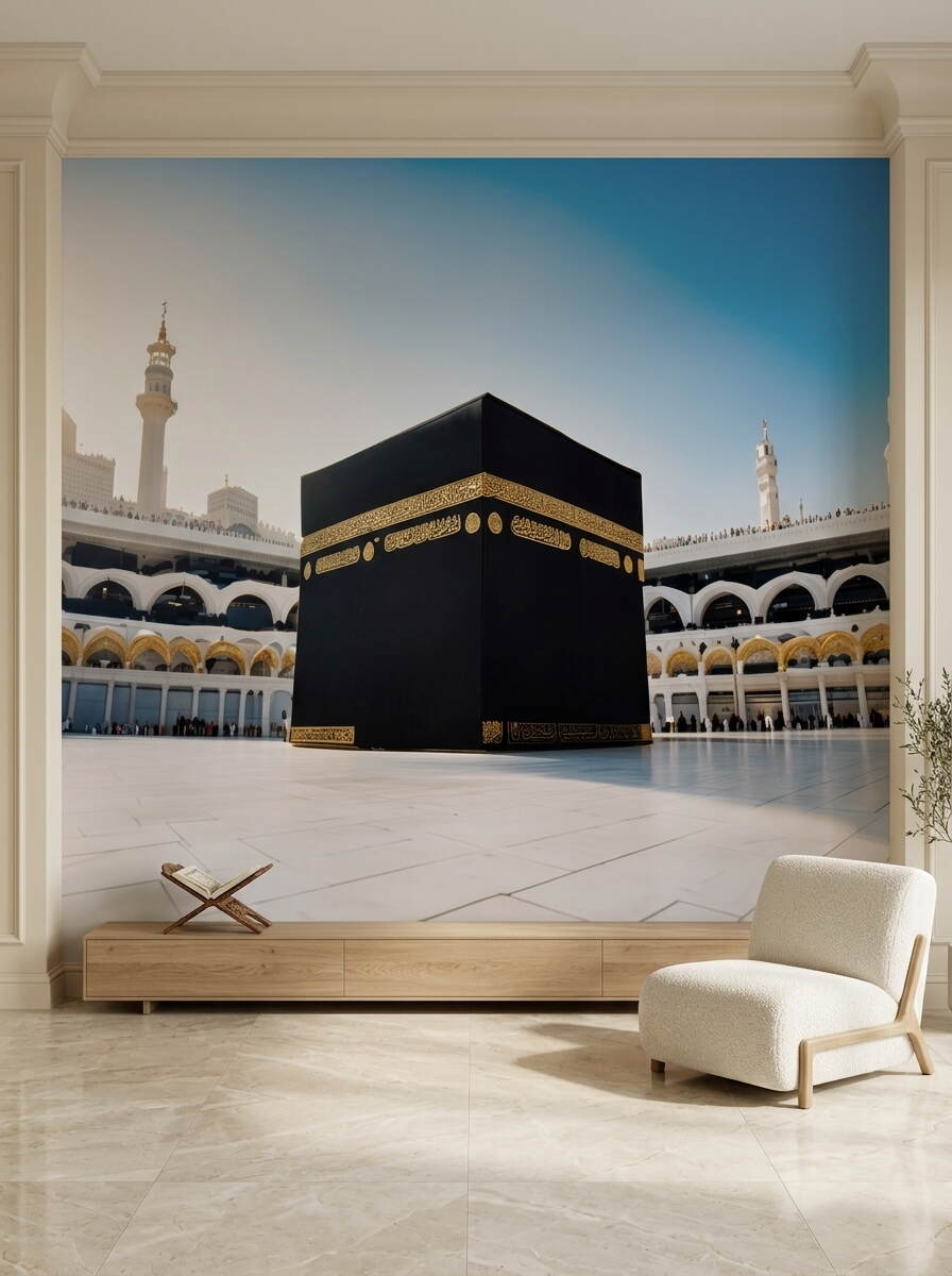 Gündüz Manzaralı Kabe I Muazzama Ve Mescid I Haram Duvar Kağıdı