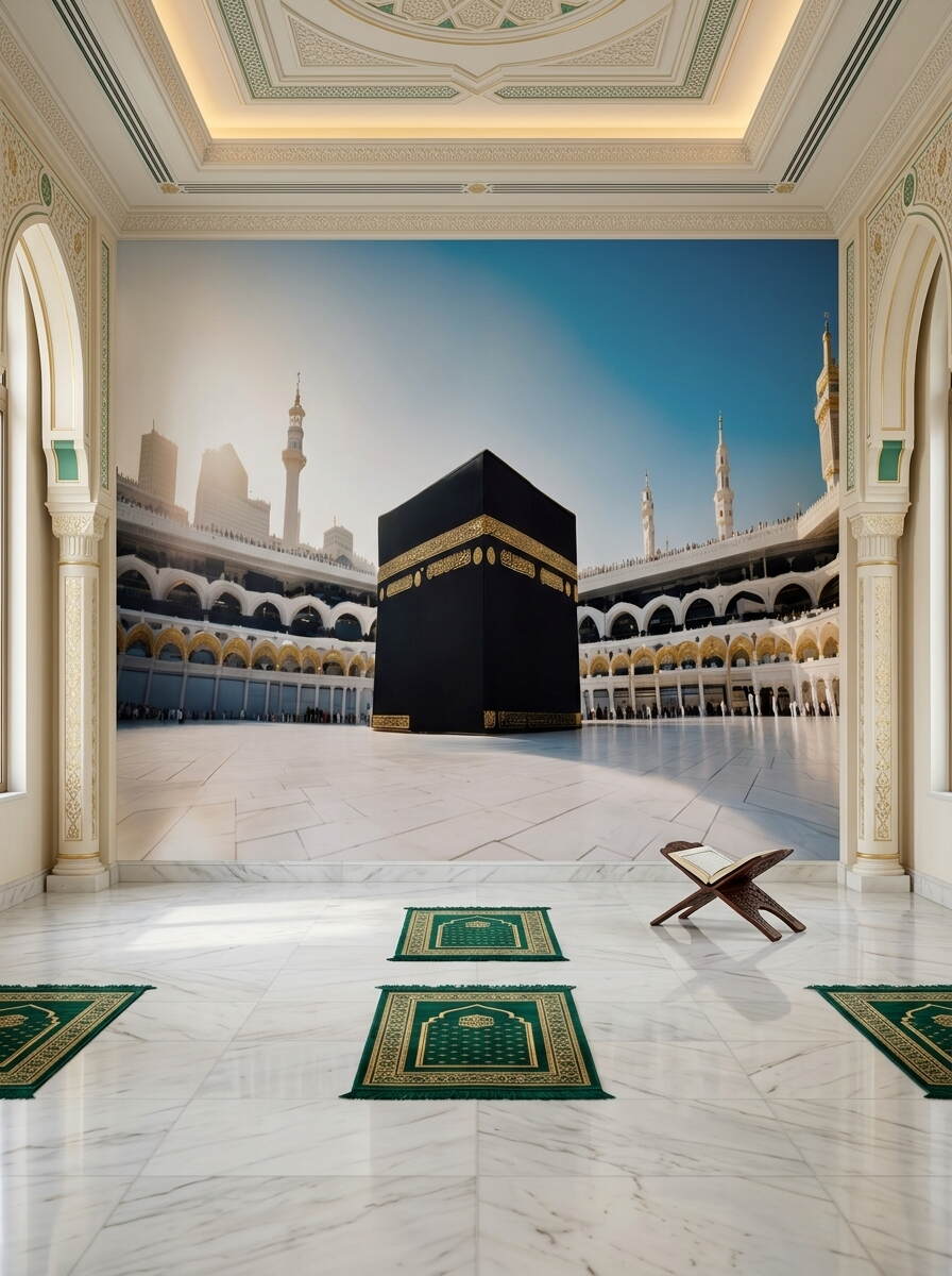 Gündüz Manzaralı Kabe I Muazzama Ve Mescid I Haram Duvar Kağıdı