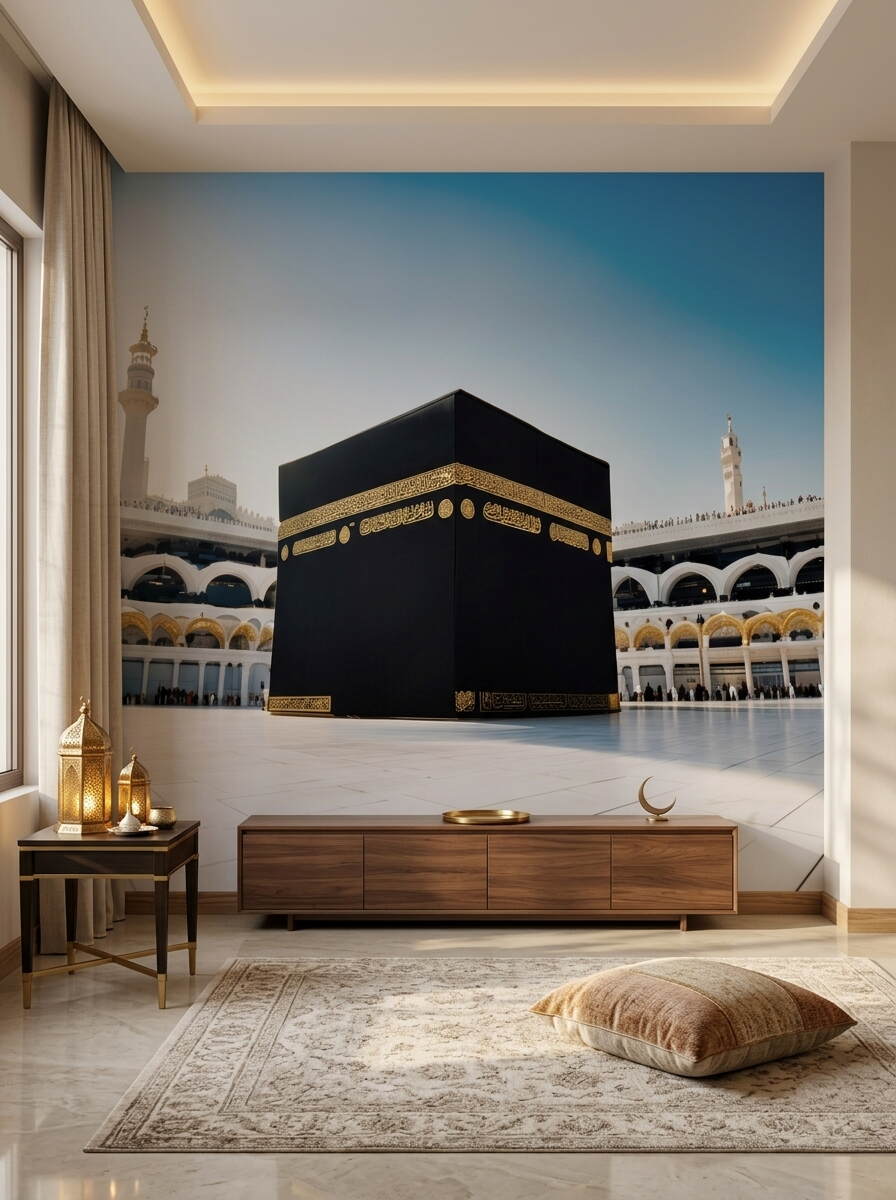 Gündüz Manzaralı Kabe I Muazzama Ve Mescid I Haram Duvar Kağıdı