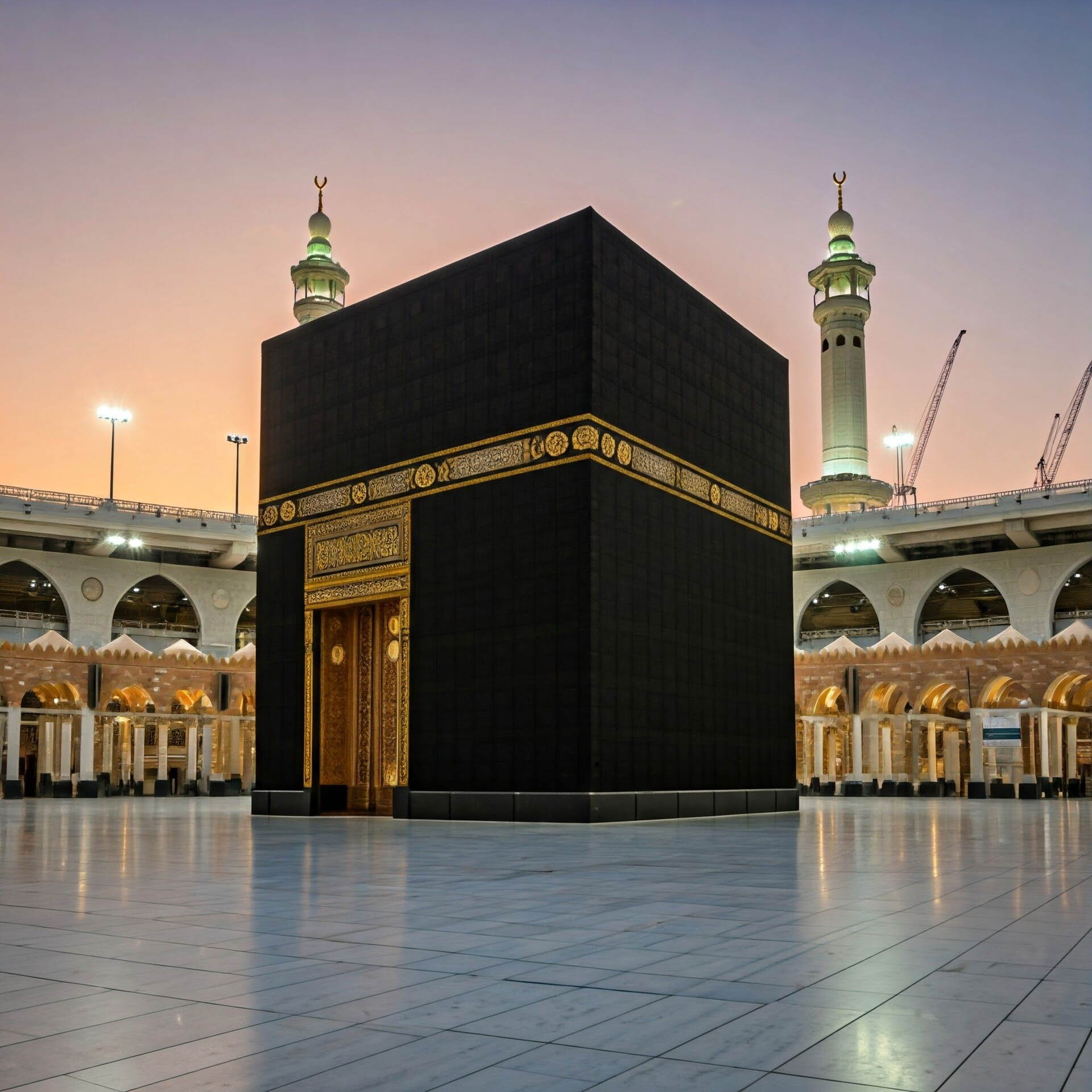 Kabe I Muazzama Duvar Kağıdı Mescid I Haram Ve Altın İşlemeli Kapı Detaylı Dini Tasarım