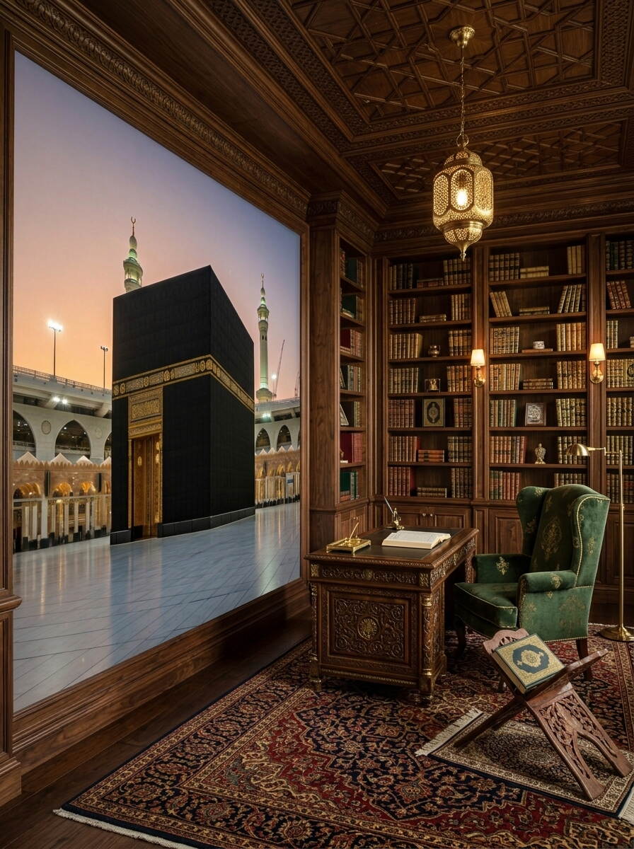 Kabe I Muazzama Duvar Kağıdı Mescid I Haram Ve Altın İşlemeli Kapı Detaylı Dini Tasarım