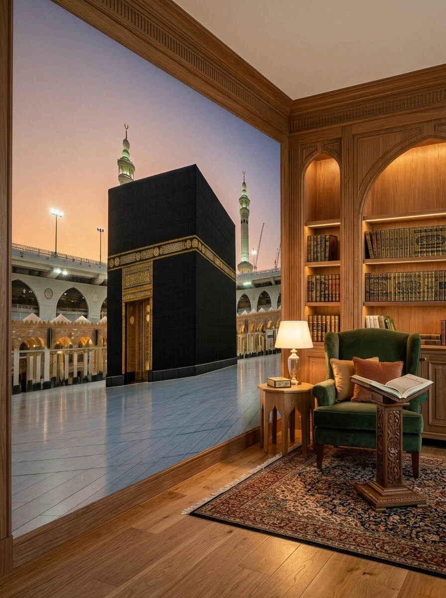 Kabe I Muazzama Duvar Kağıdı Mescid I Haram Ve Altın İşlemeli Kapı Detaylı Dini Tasarım