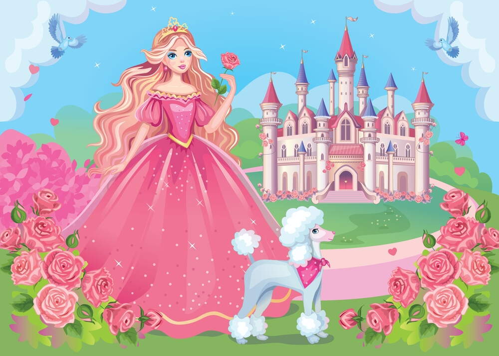 Pembe Prenses Şatosu Kız Çocuk Odası Duvar Kağıdı