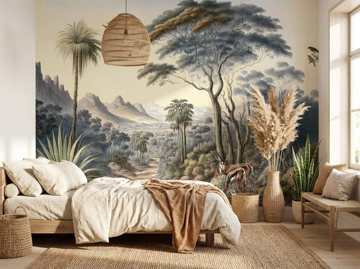Slate Mavi Vintage Safari Manzara Duvar Kağıdı