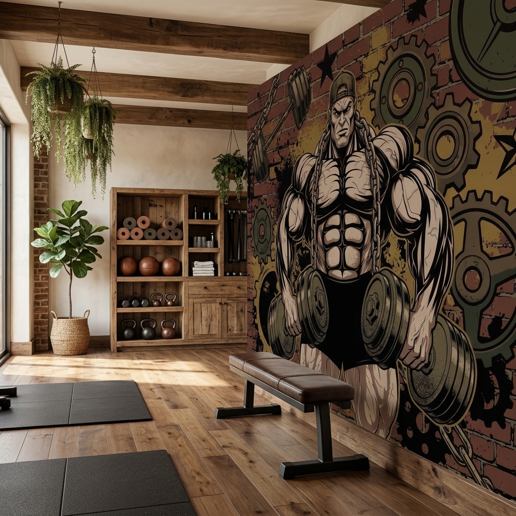 Fitness Gym Vucut Gelistirme Grafiti Duvar Kagidi 1