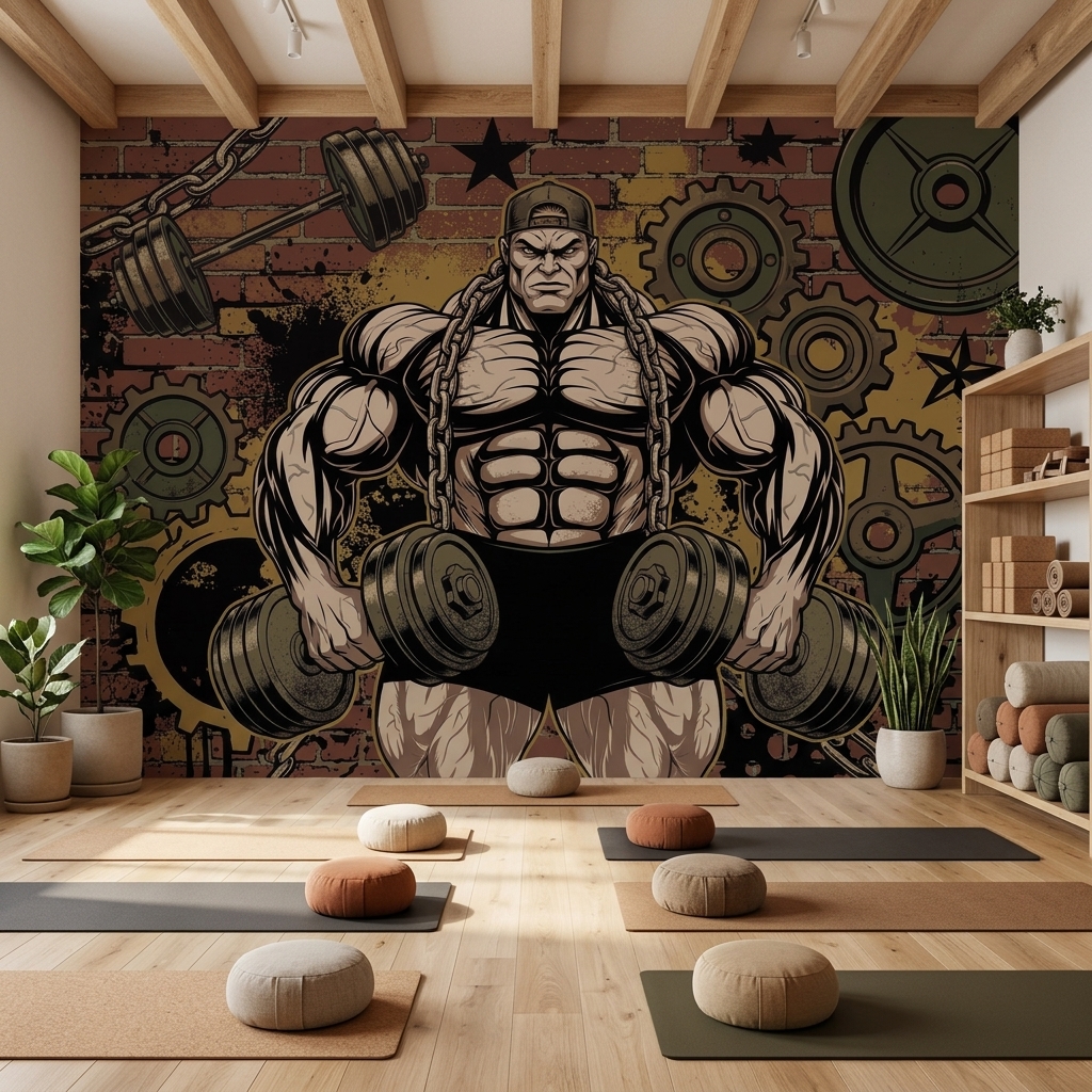 Fitness Gym Vucut Gelistirme Grafiti Duvar Kagidi 10