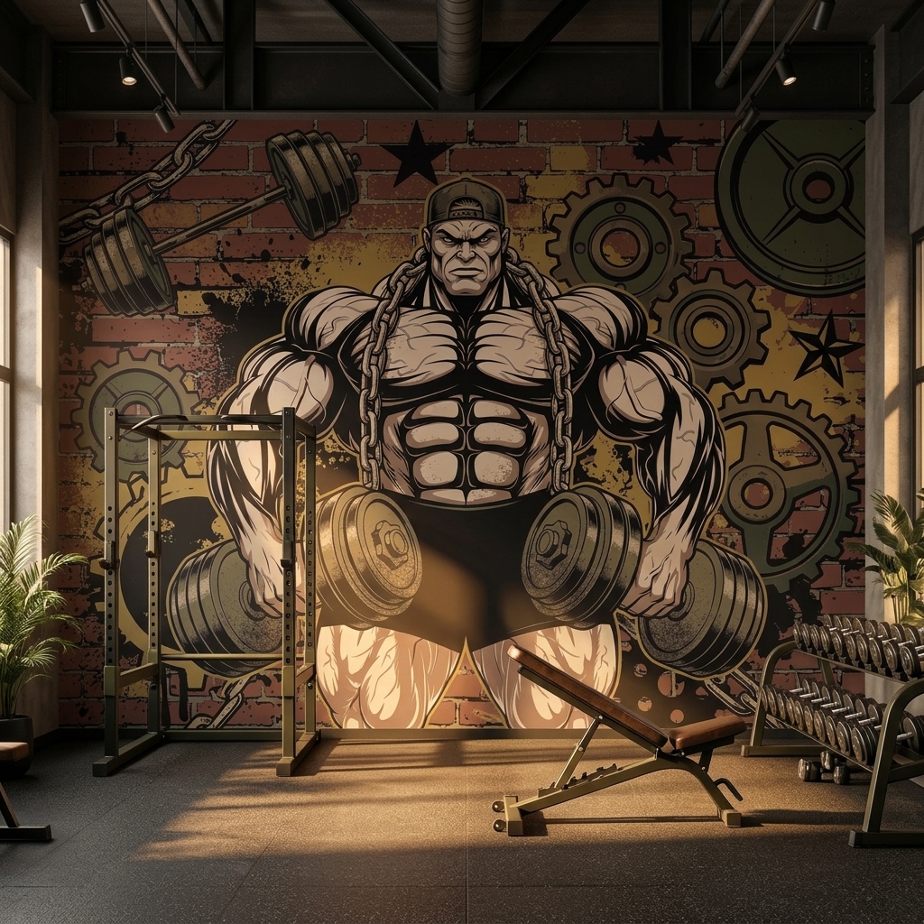 Fitness Gym Vucut Gelistirme Grafiti Duvar Kagidi 11
