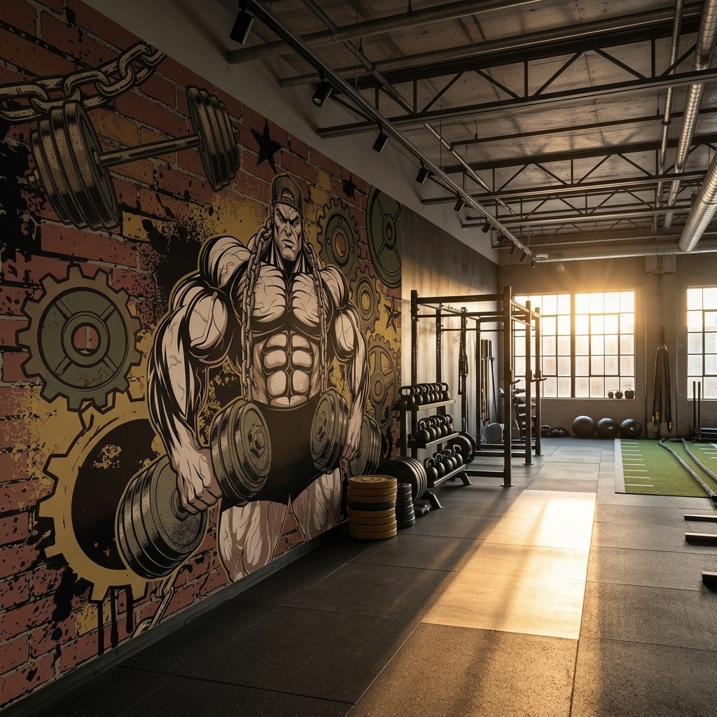 Fitness Gym Vucut Gelistirme Grafiti Duvar Kagidi 12