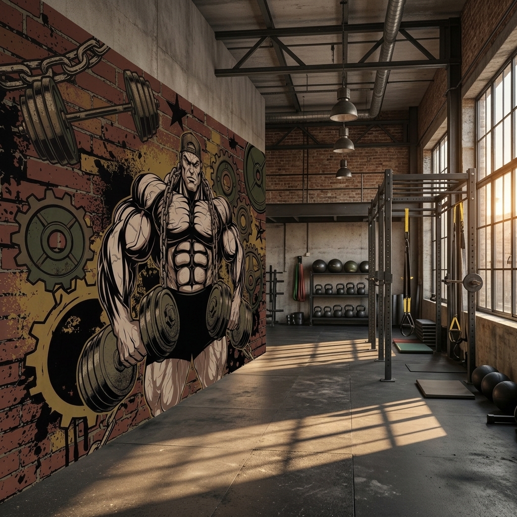 Fitness Gym Vucut Gelistirme Grafiti Duvar Kagidi 13