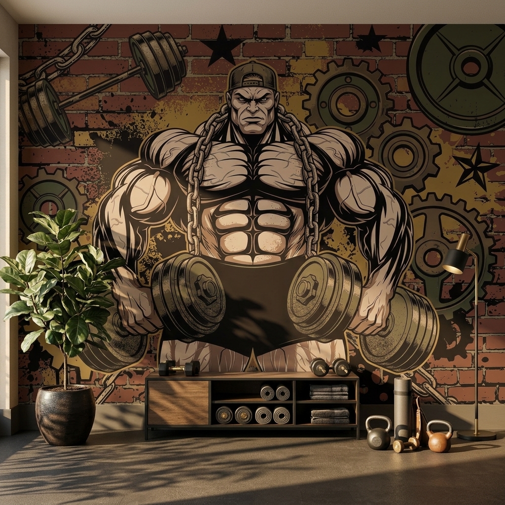 Fitness Gym Vucut Gelistirme Grafiti Duvar Kagidi 14