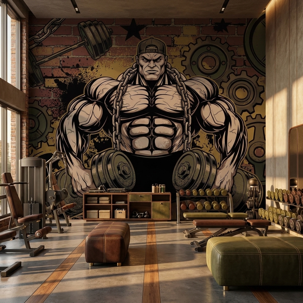 Fitness Gym Vucut Gelistirme Grafiti Duvar Kagidi 15