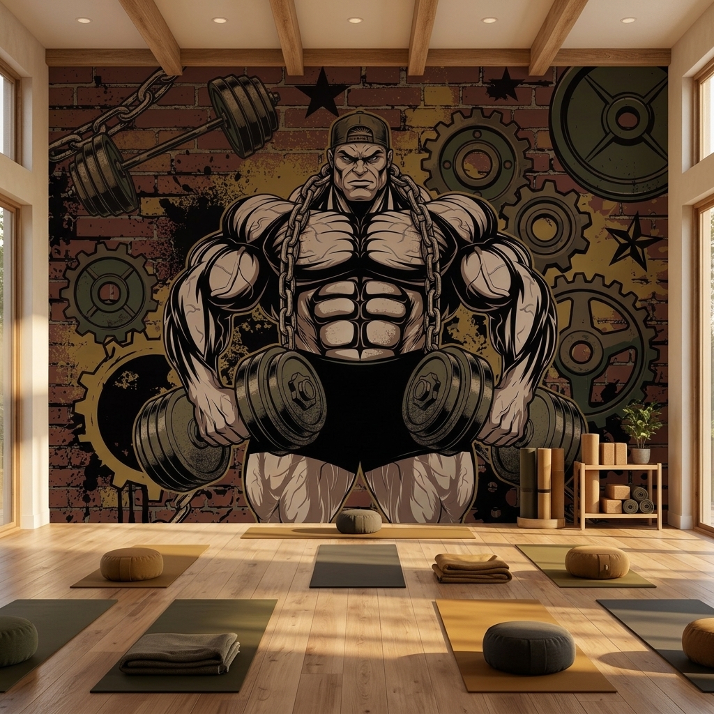Fitness Gym Vucut Gelistirme Grafiti Duvar Kagidi 17