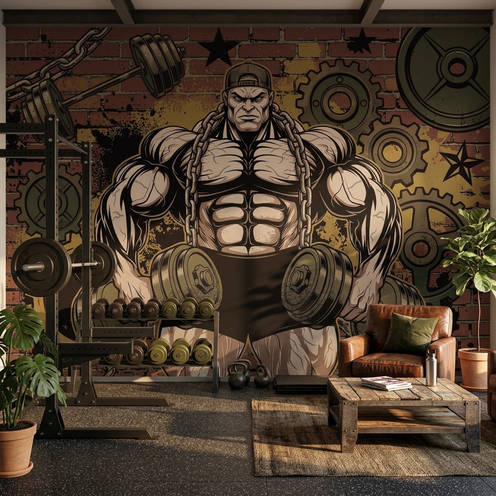 Fitness Gym Vucut Gelistirme Grafiti Duvar Kagidi 3