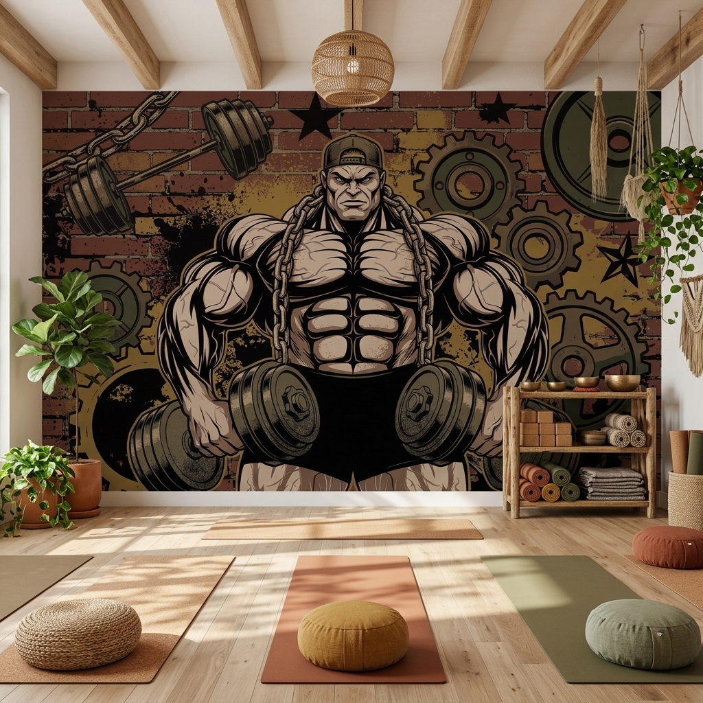 Fitness Gym Vucut Gelistirme Grafiti Duvar Kagidi 4