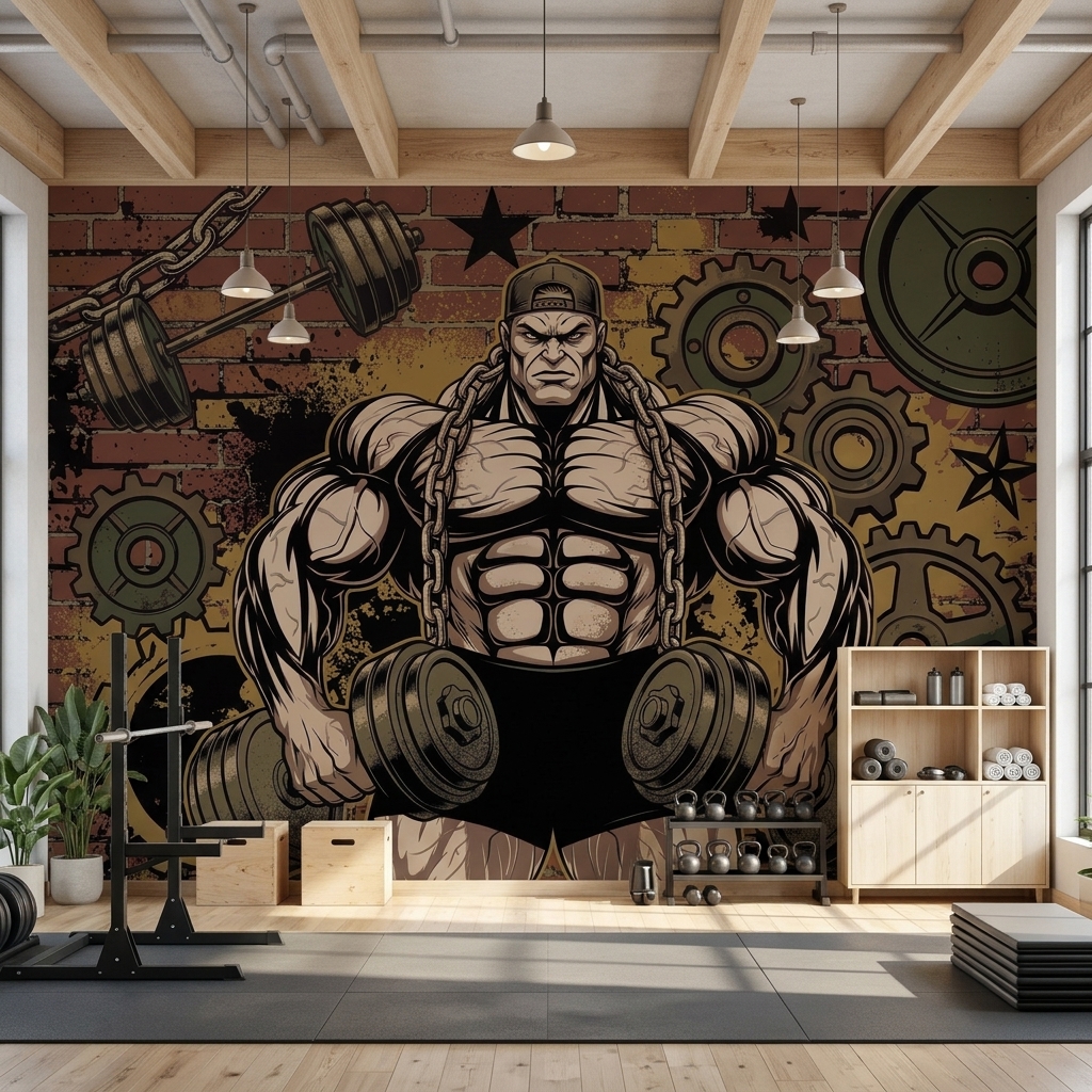 Fitness Gym Vucut Gelistirme Grafiti Duvar Kagidi 5