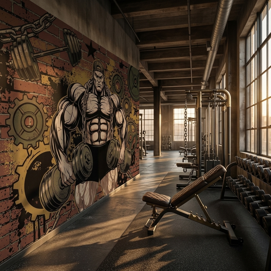 Fitness Gym Vucut Gelistirme Grafiti Duvar Kagidi 6