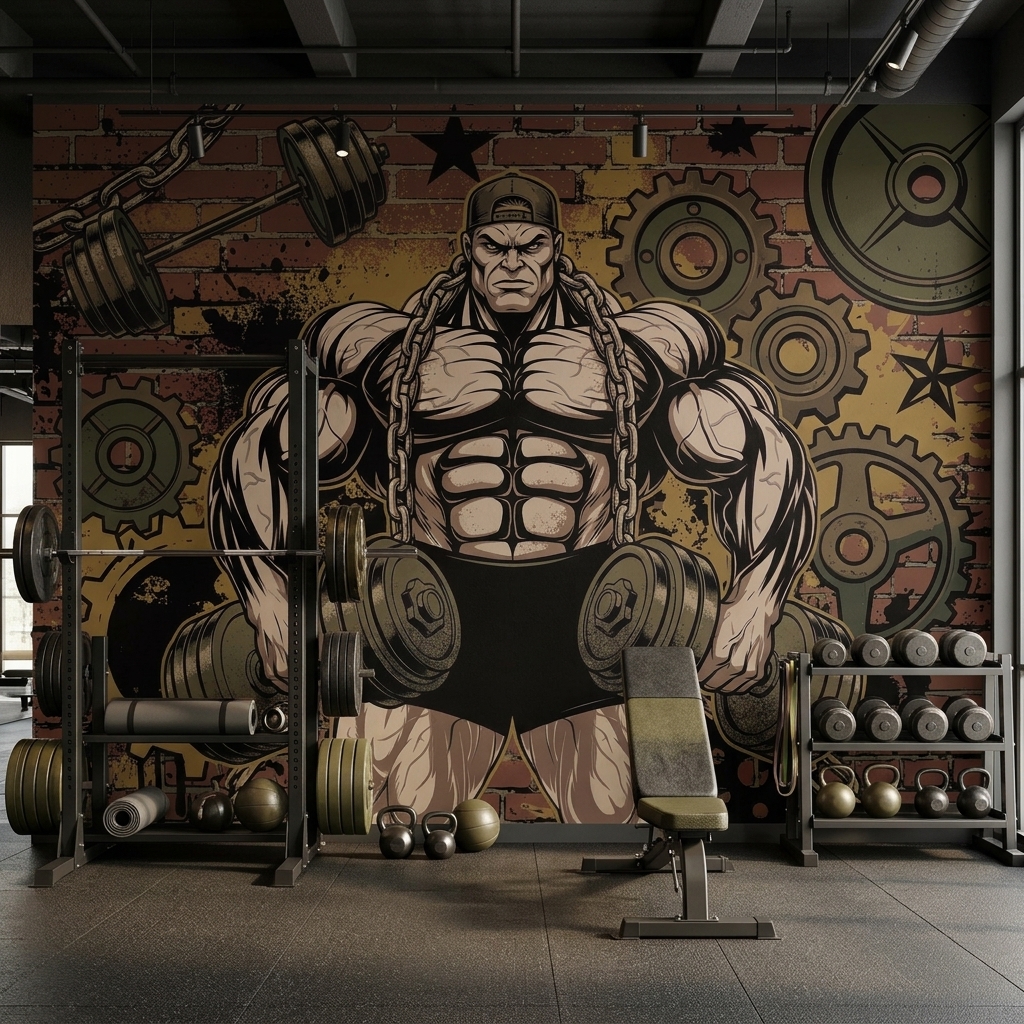 Fitness Gym Vucut Gelistirme Grafiti Duvar Kagidi 7