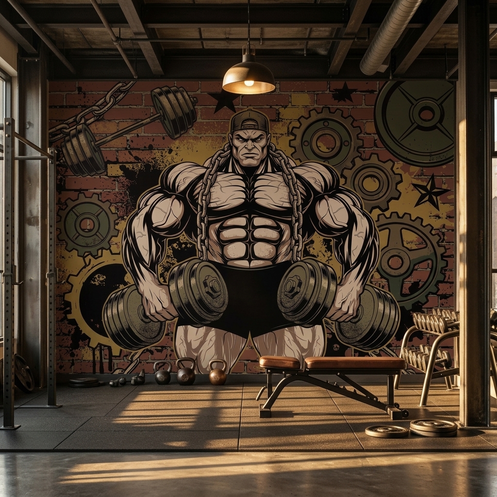 Fitness Gym Vucut Gelistirme Grafiti Duvar Kagidi 8