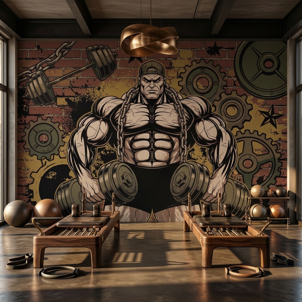 Fitness Gym Vucut Gelistirme Grafiti Duvar Kagidi 9