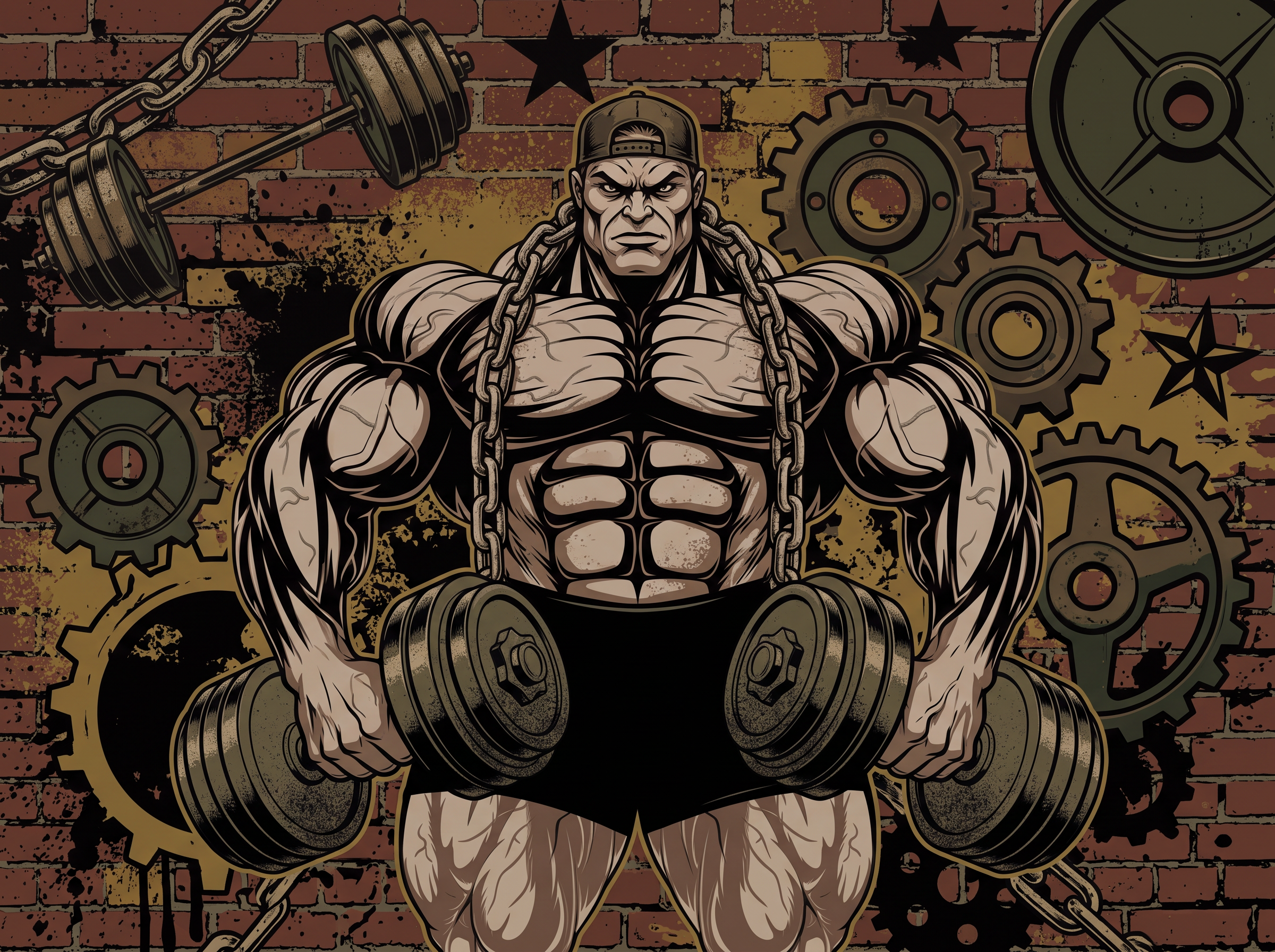 Fitness Gym Vucut Gelistirme Grafiti Duvar Kagidi Desen
